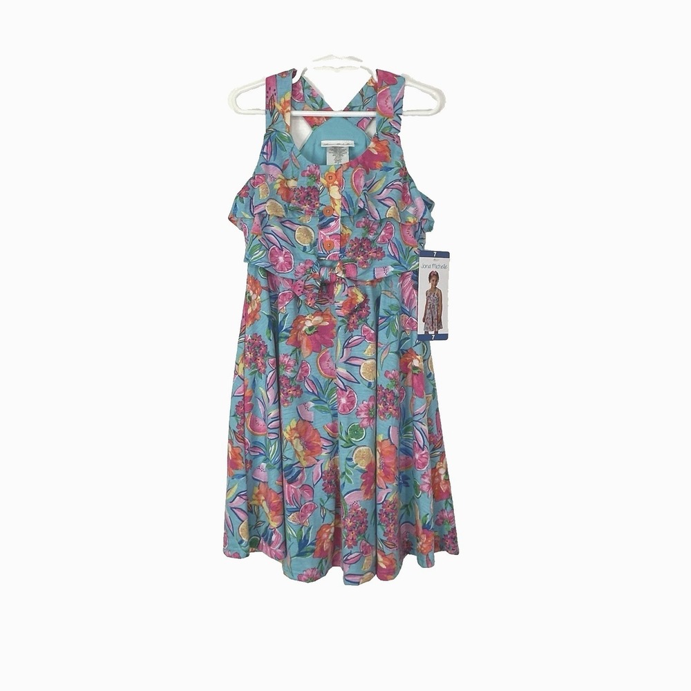 Jona Michelle Dress‎ Girls 7 Multicolor Fruit Floral Sleeveless Summer Sundress